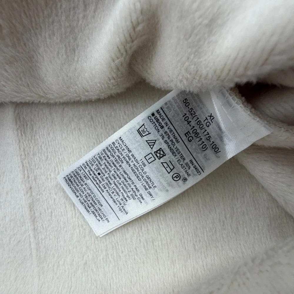 NWT Banana Republic Mens XL Cream‎ Fleece Crewneck Sweatshirt Drop Shoulder